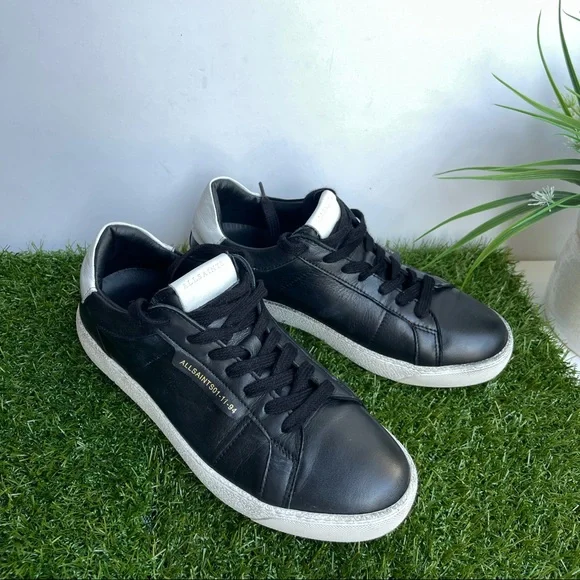 - ALLSAINTS🔴Sheer low top Leather Sneakers 8 Bicolor blackwhite - Picture 5 of 10